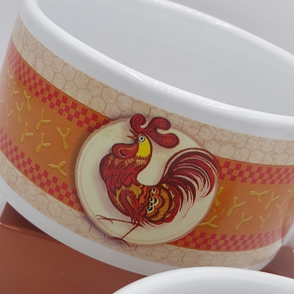 Houston Harvest Rooster Soup Mugs Set of 2 Chicken Stoneware Bowls Vintage - Picture 3 of 10